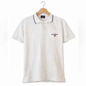 🇺🇸Vintage 90s Polo Ralph Lauren Mens White Americana Flag Slim Fit Polo Shirt L